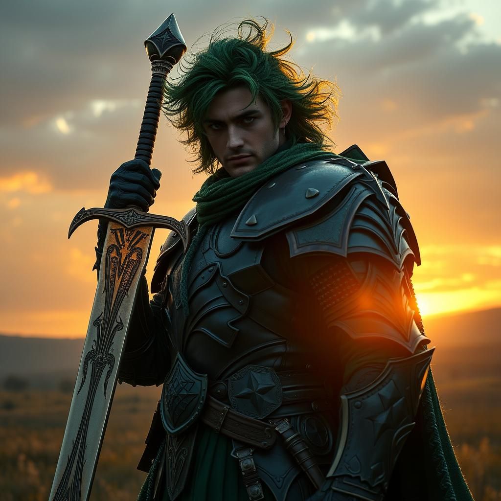 Heroic Azevim on Battlefield at Sunrise