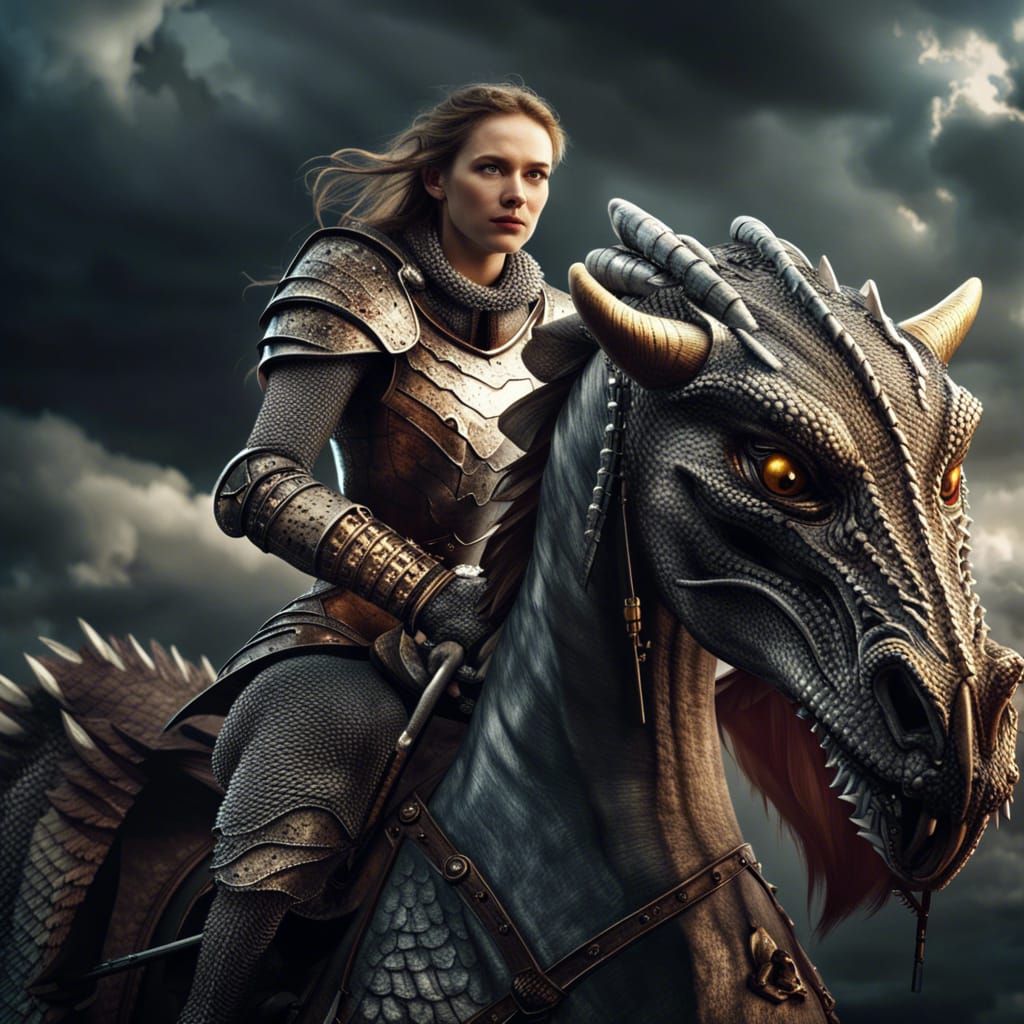 Medieval Knight and Dragon in Epic Battle