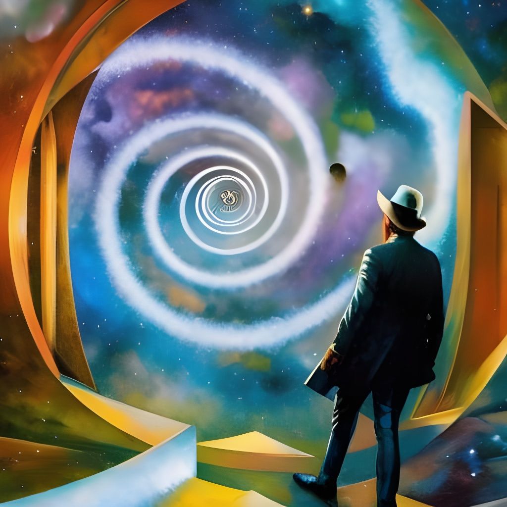 Traveler entering the portal through time