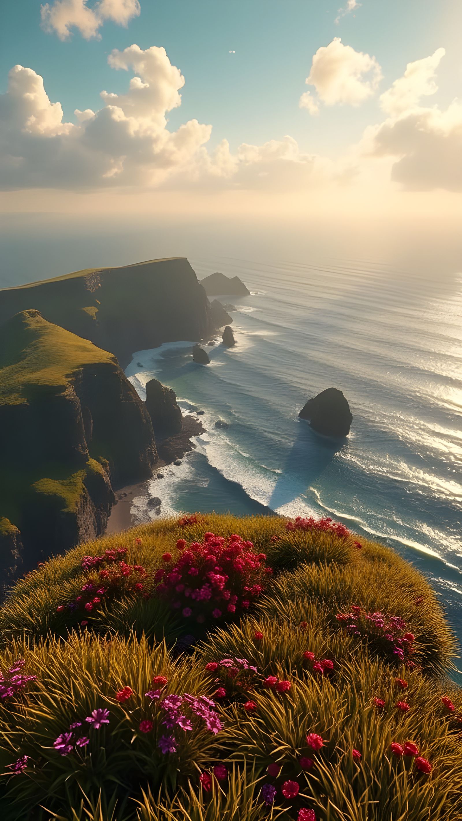 Ethereal Oceanic Landscape in Vibrant Colors