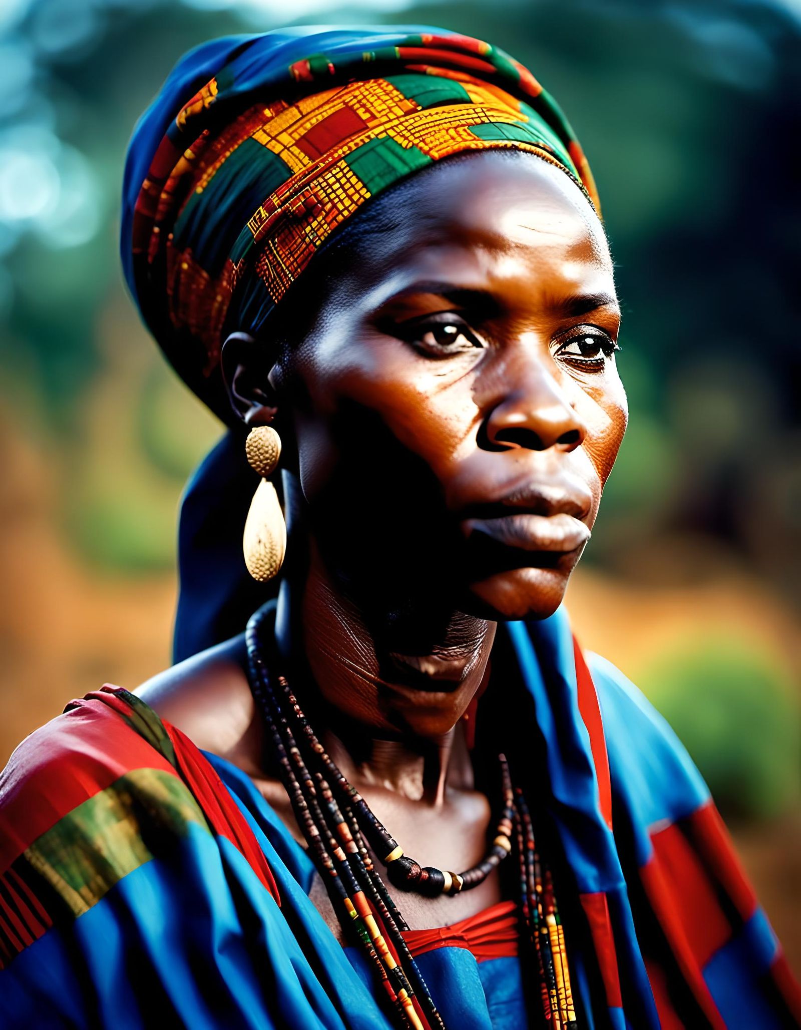 African Woman Portrait in Dramatic Lighting