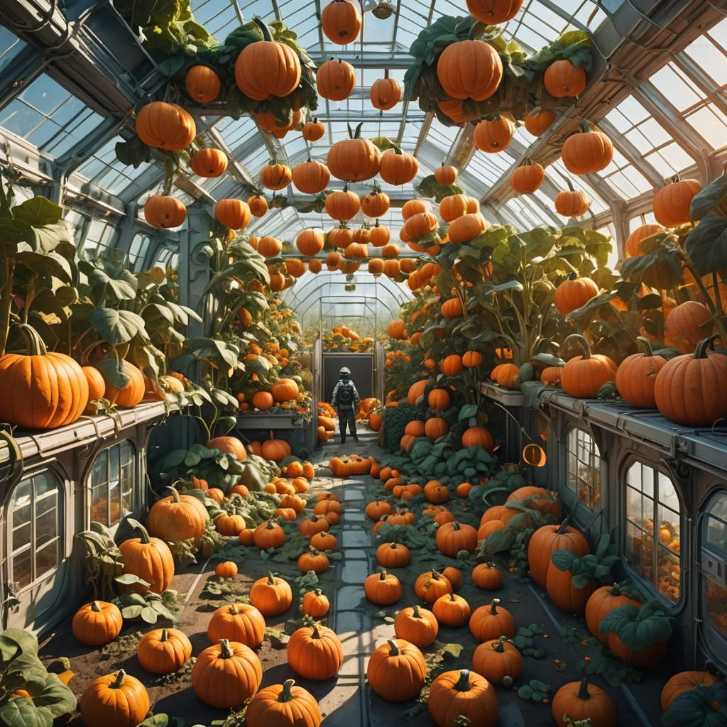 Giant Pumpkin Space Station: Sci-Fi Concept Art