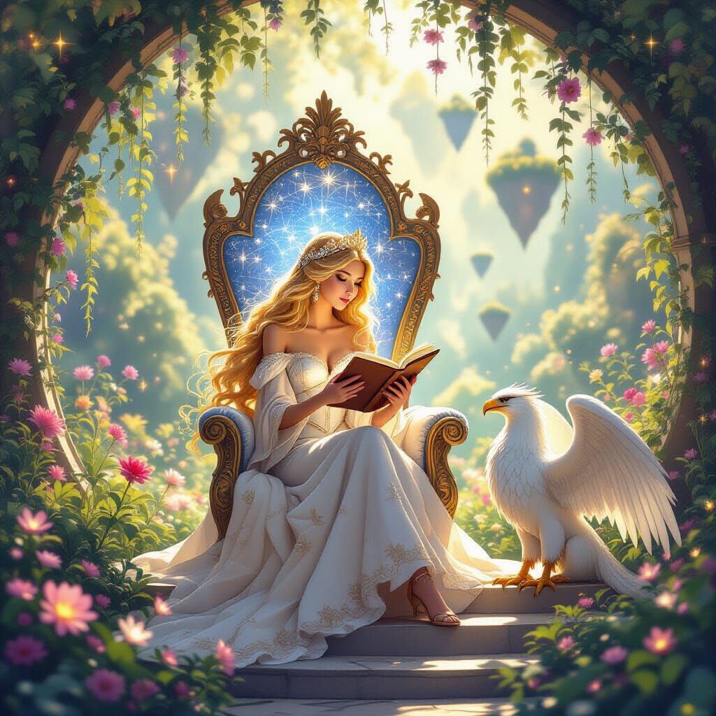 Princess in Celestial Garden with Griffin, Alphonse Mucha St...