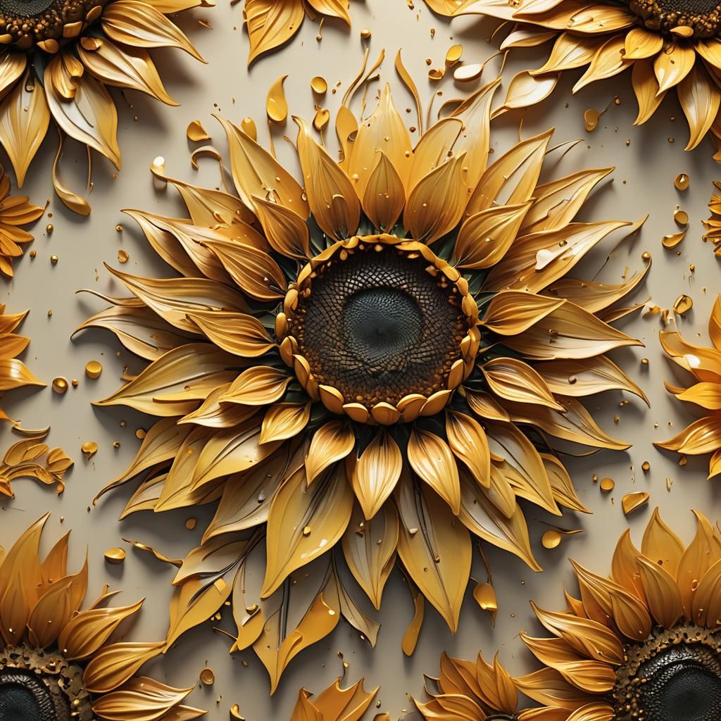 Sunflower Petals Entwined with 3D Font