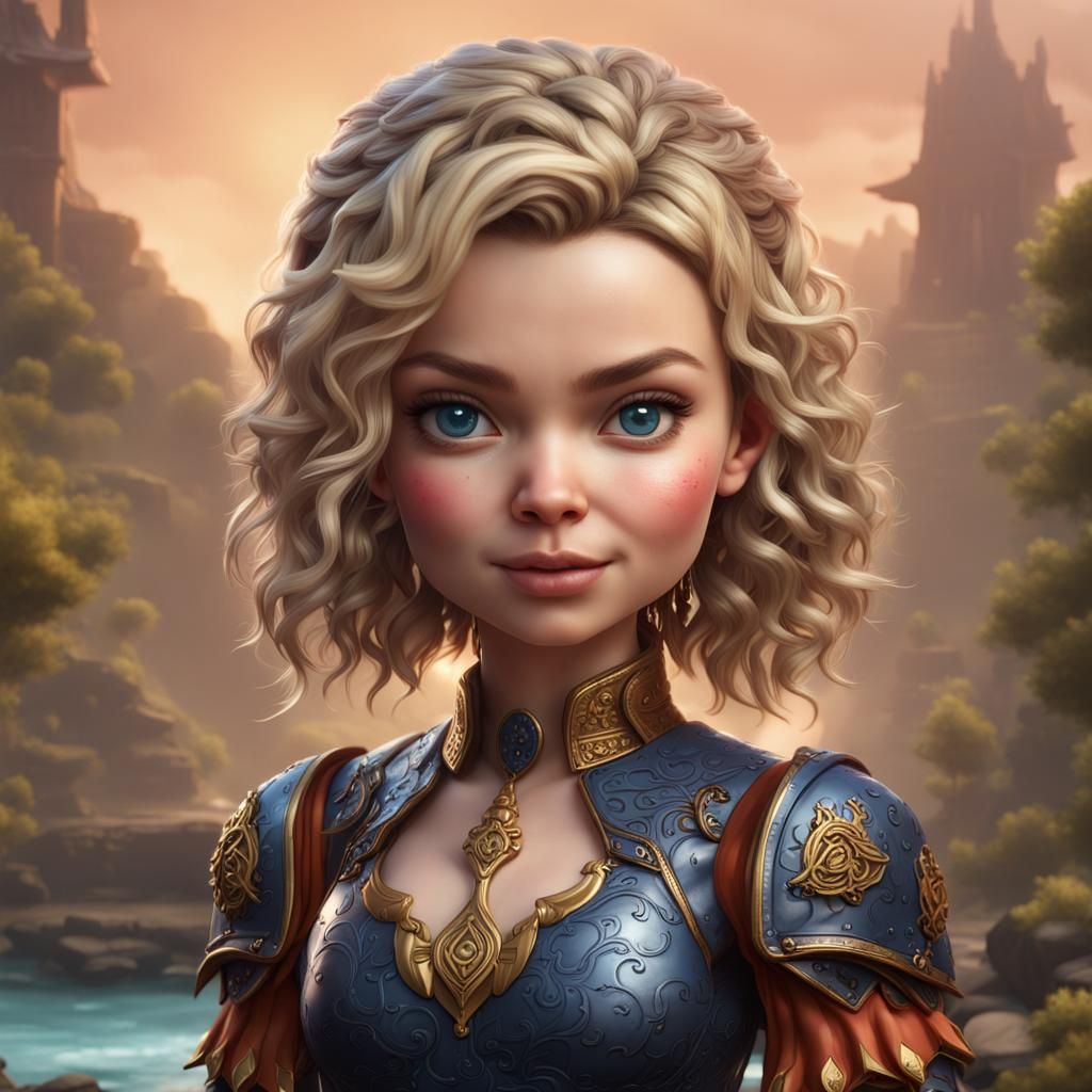 Hyperrealistic Rebecca Romijn as Cute Chibi