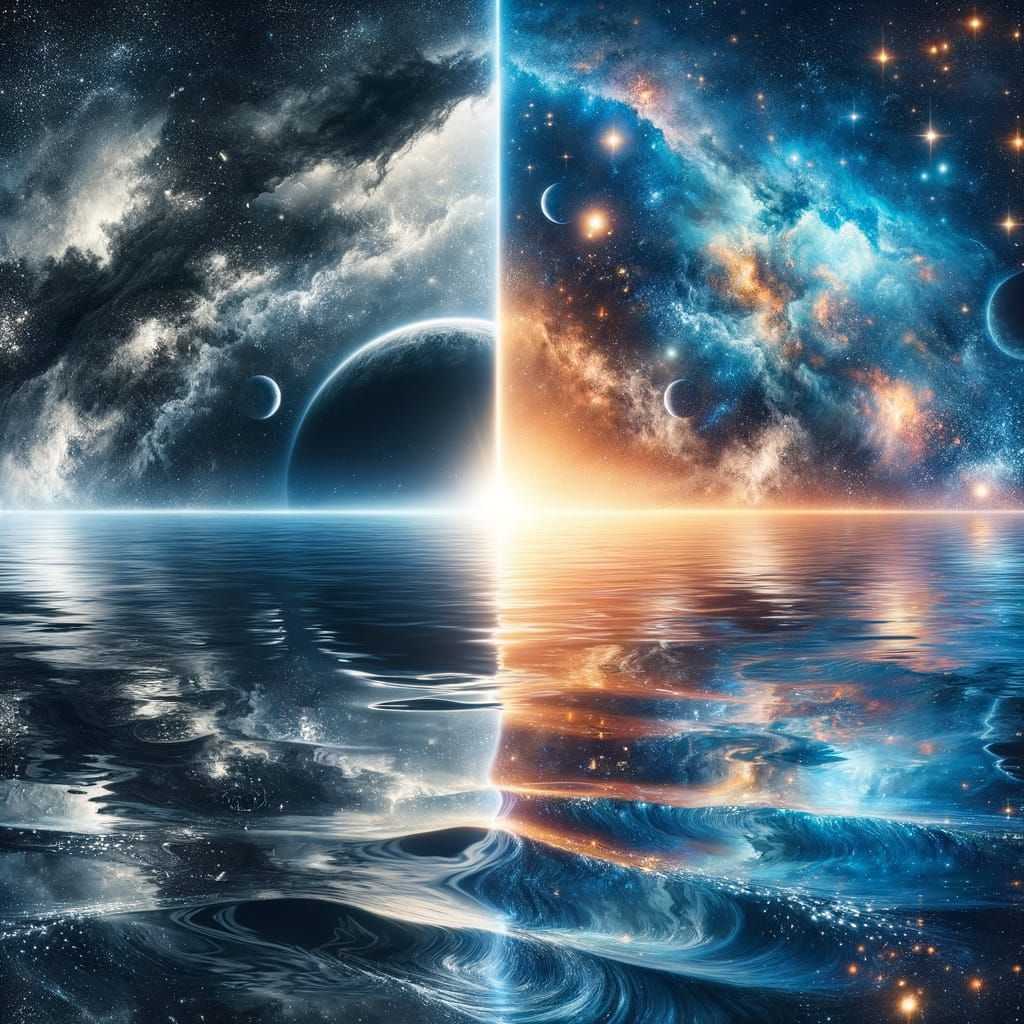 Cosmic Day and Night Unite over the Epic Ocean