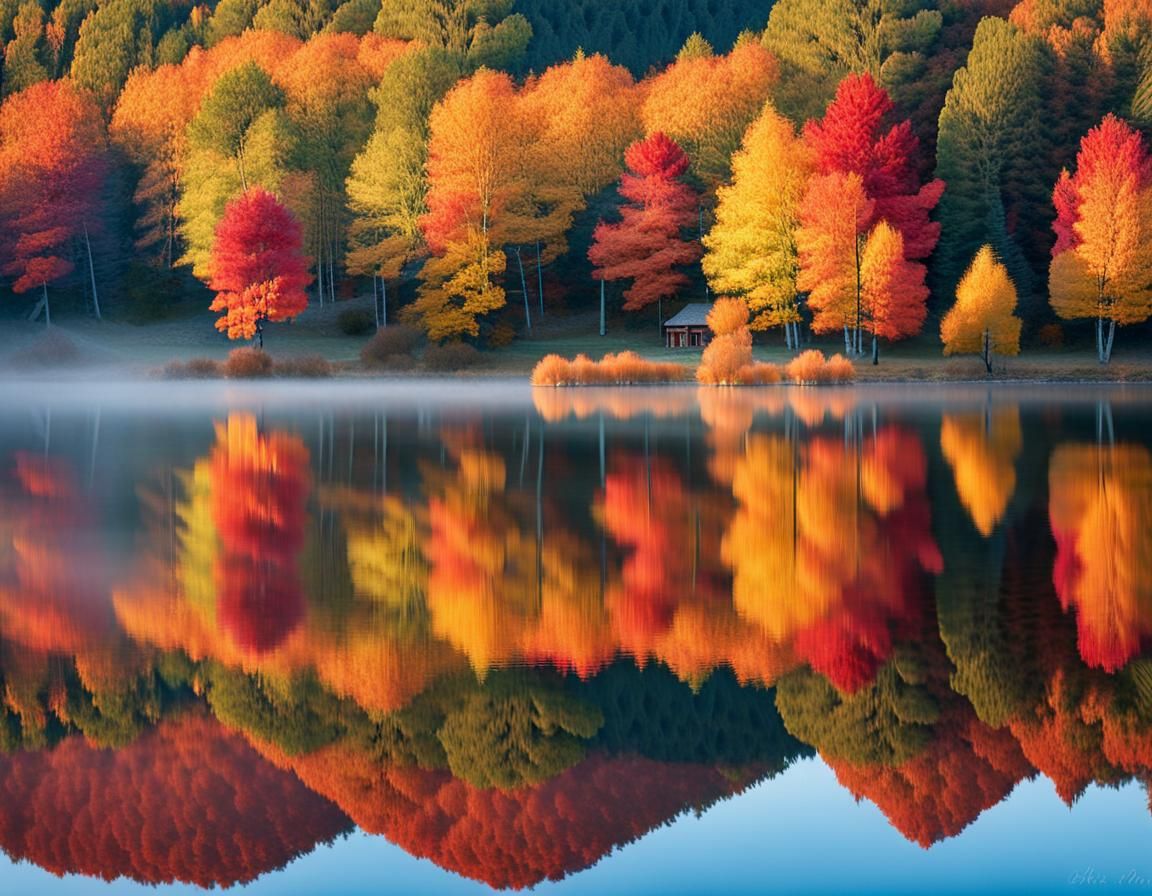Autumn Lake Reflection at Sunrise