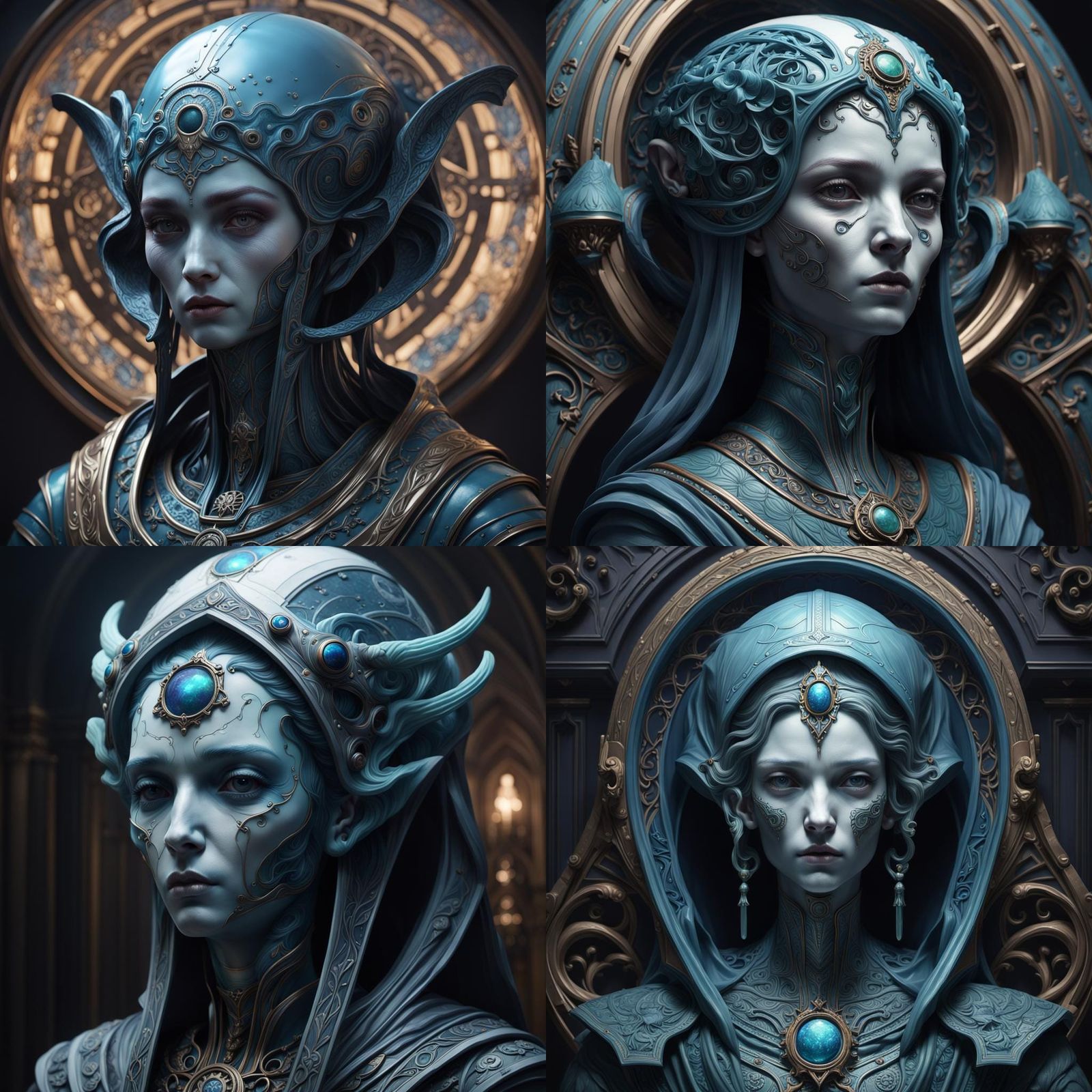 Gothic Porcelain Extraterrestrial Sarcophagus Portrait