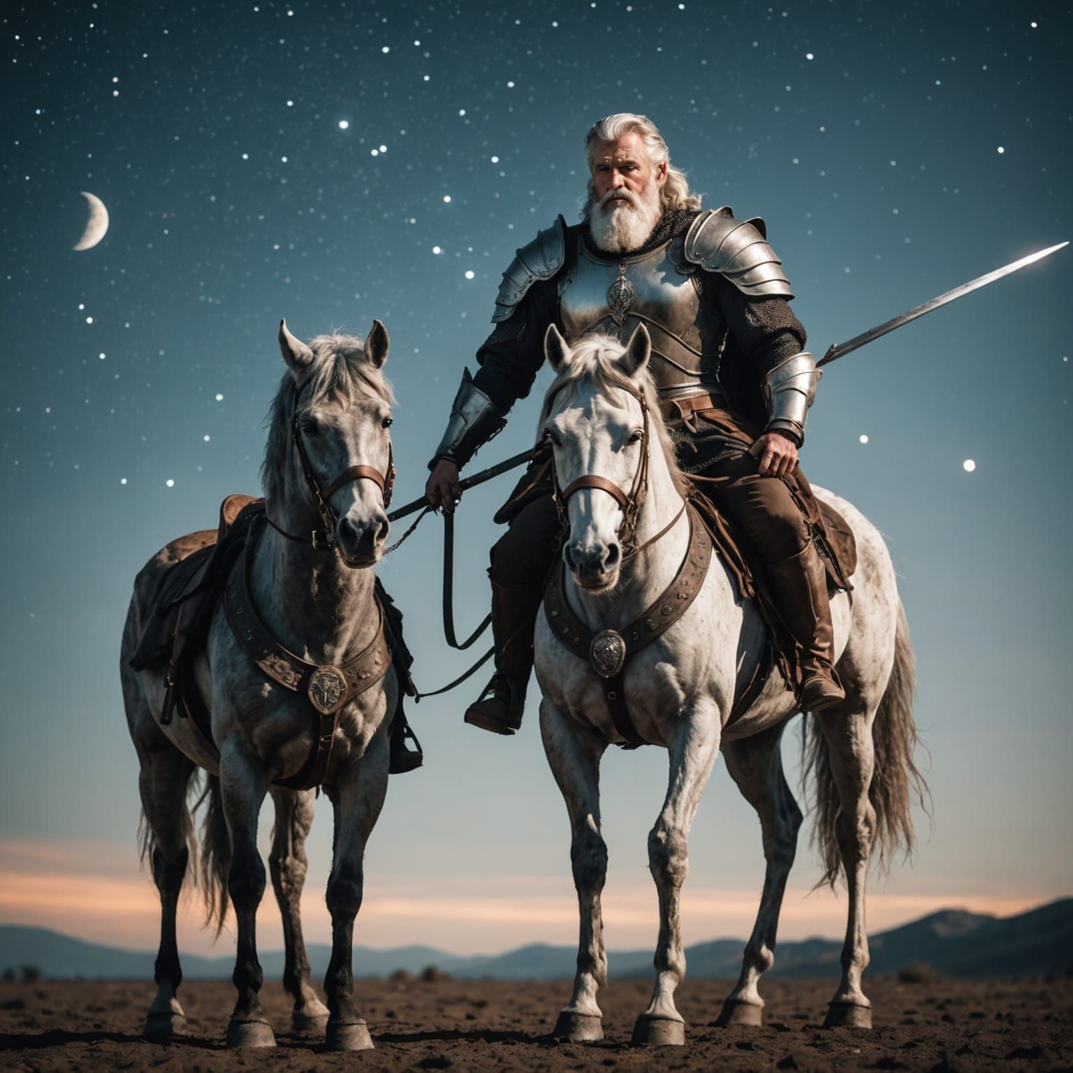 Armored Centaur Choosing Weapon Under New Moon