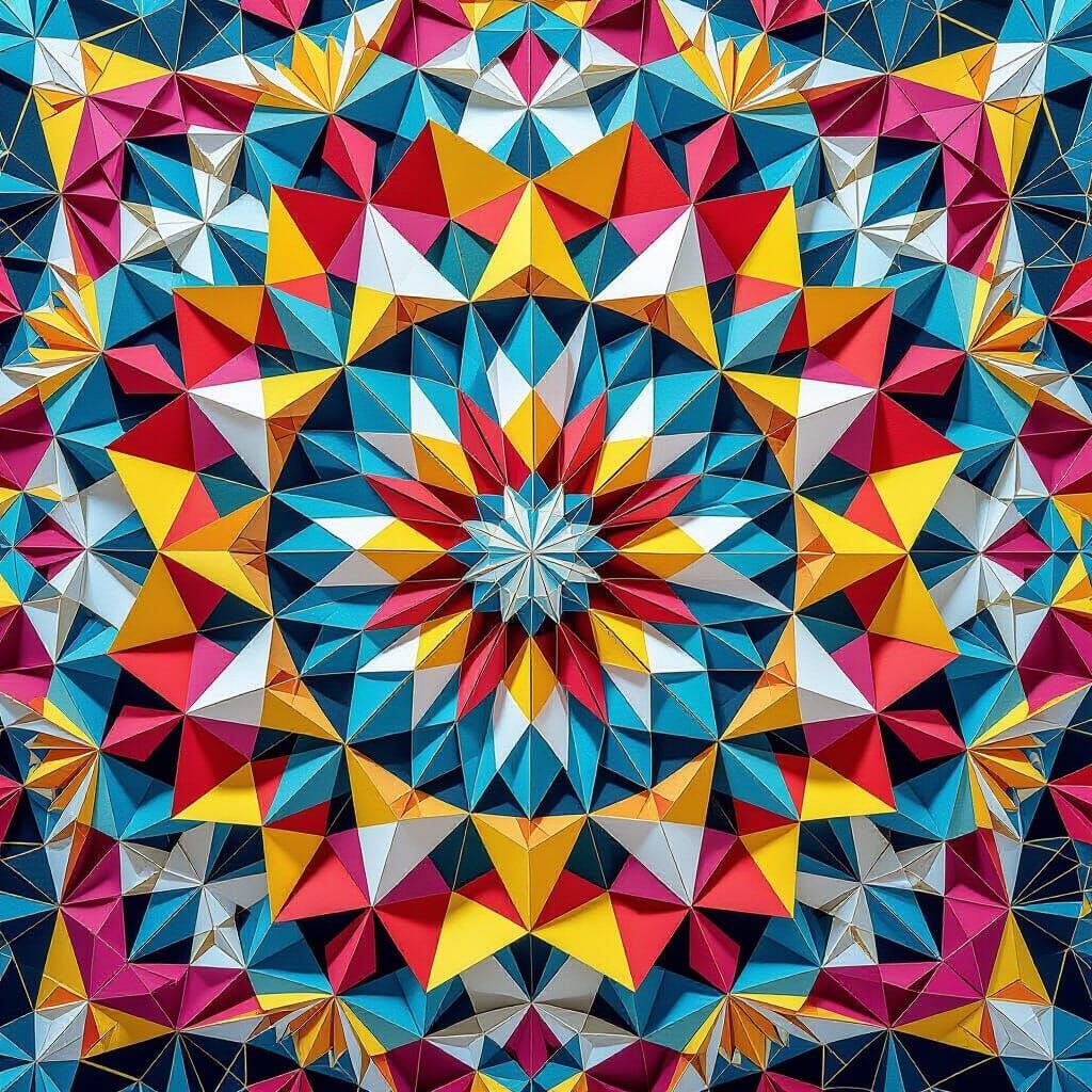 Origami Wildlife Kaleidoscope Pattern in 8K