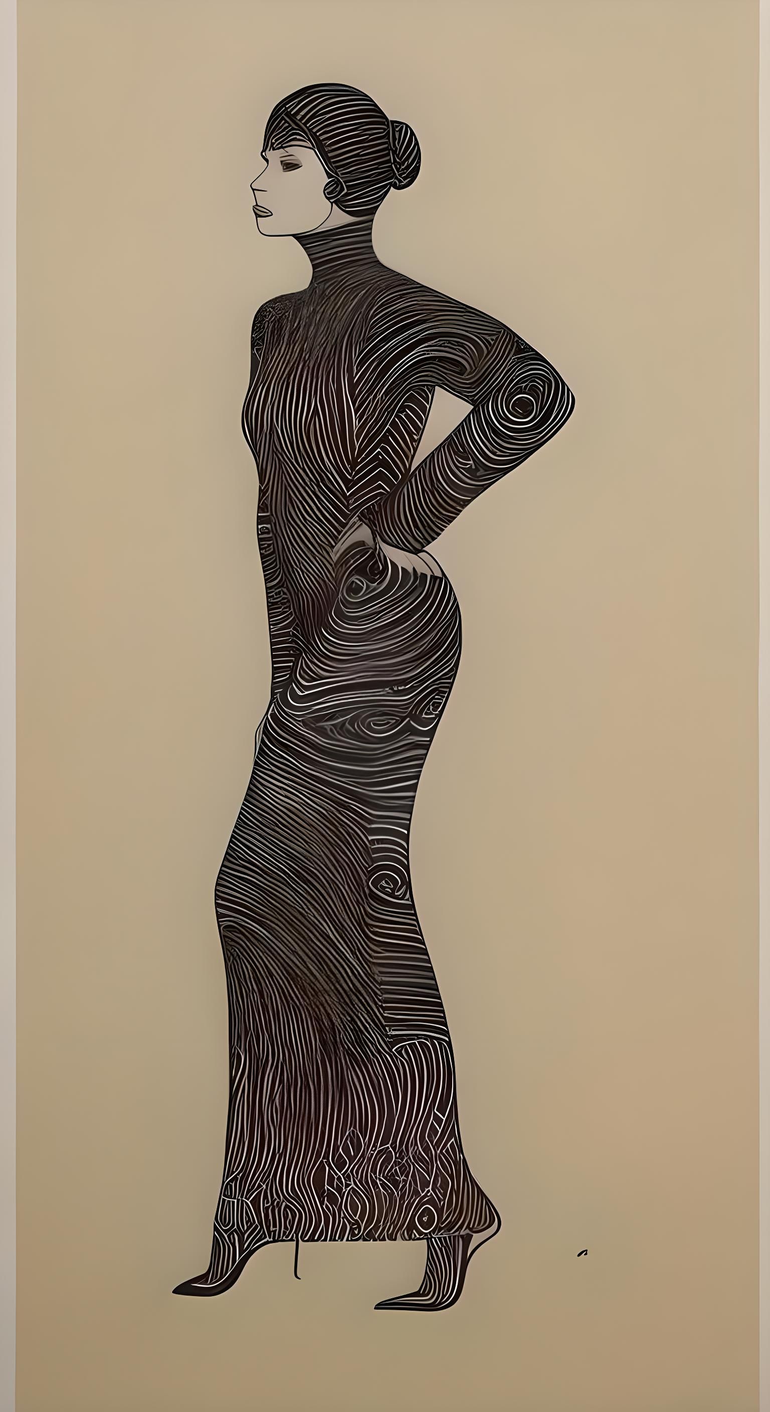 Woman in Ink, Calligraphic Art Portrait