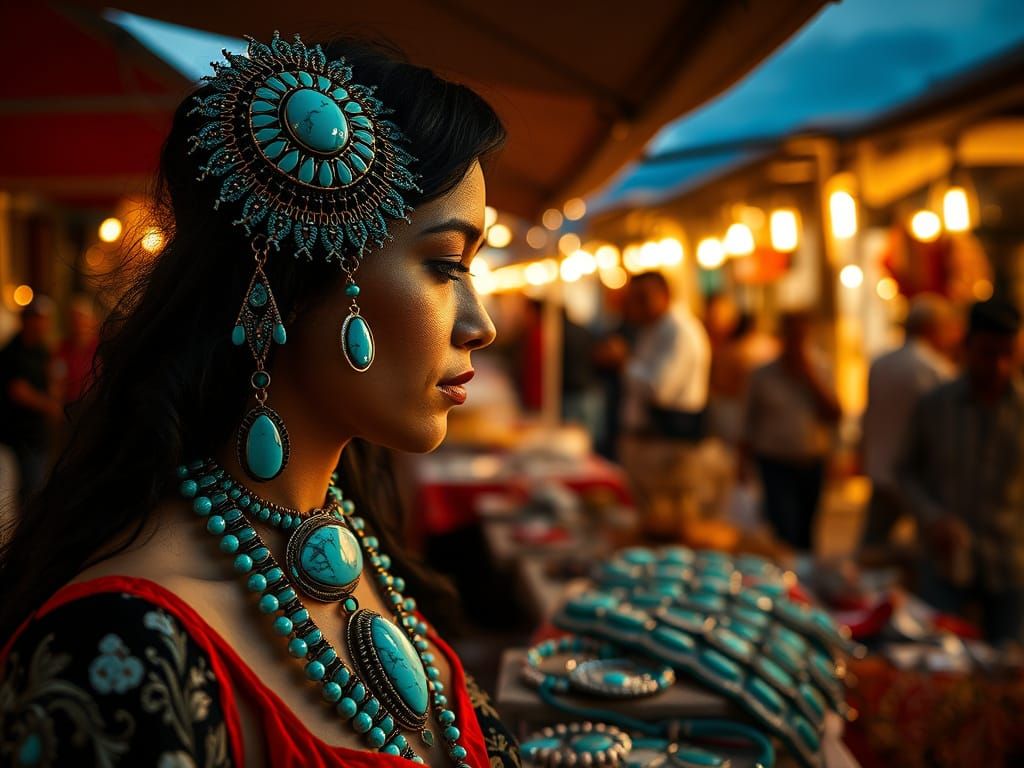 Native American Turquoise Jewelry at Sunset