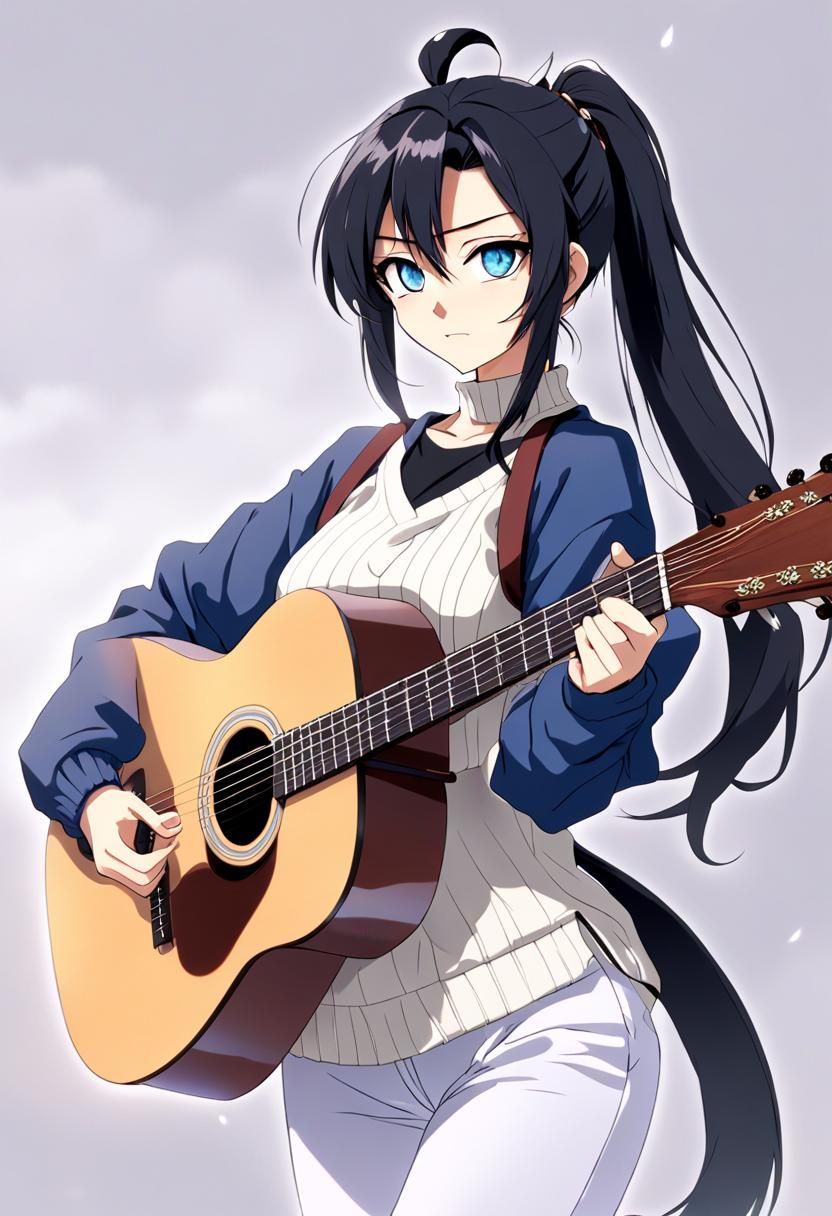 Sailor Moon's Hotaru Tomoe with Acoustic Guitar