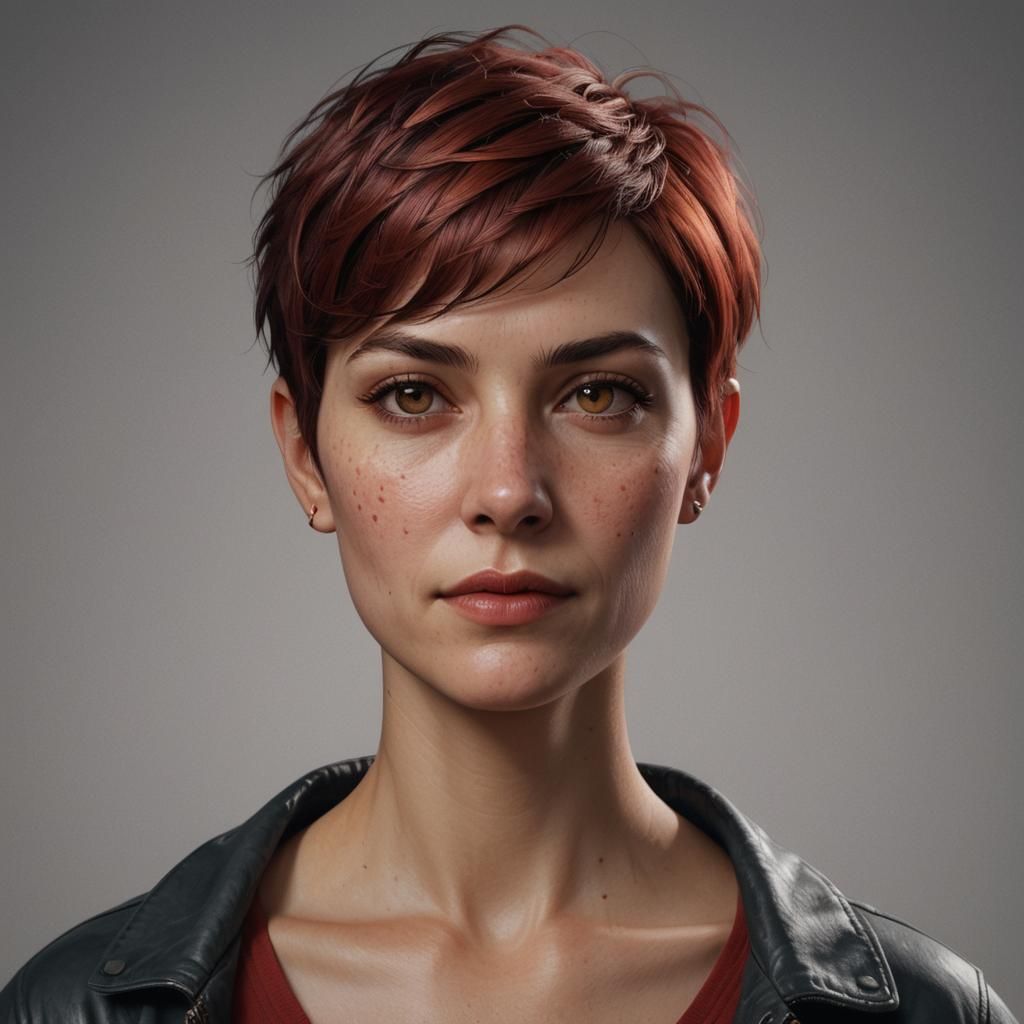 Hyperrealistic Portrait of a Woman with Red Hair