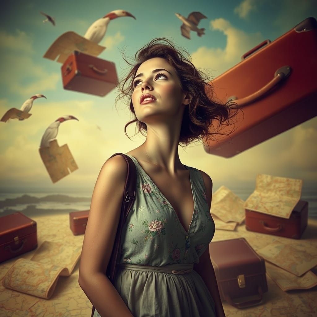 Ethereal Traveler Lost in Distant Landscapes