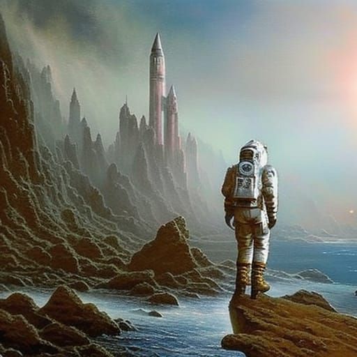 Neil Armstrong in Ethereal Space Fantasy