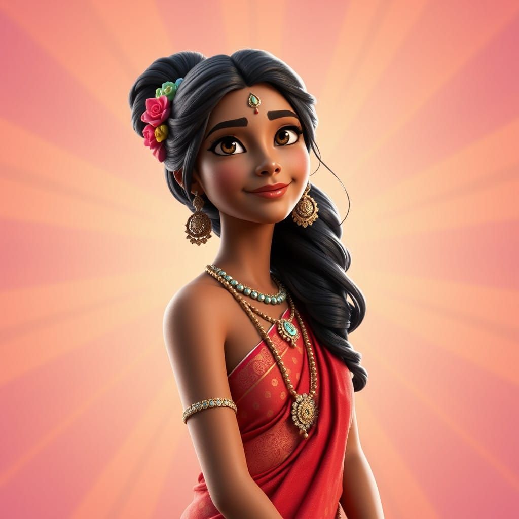 Ethereal Indian Siren in Radiant Digital Art