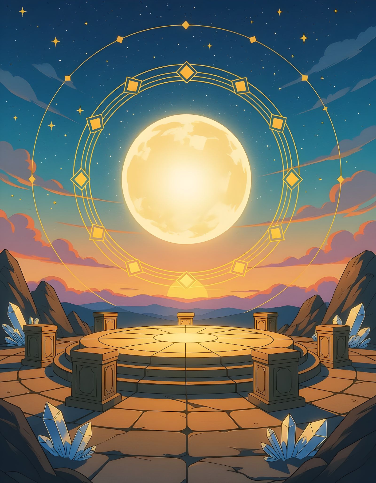Radiant Relic of Cosmic Light in Vintage Anime Style