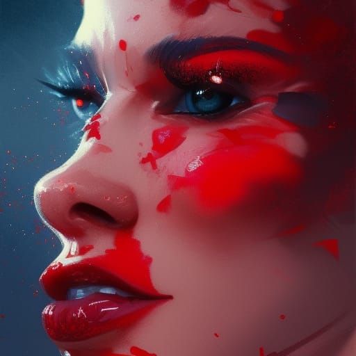 Intricate Red Portrait with Dynamic Lighting