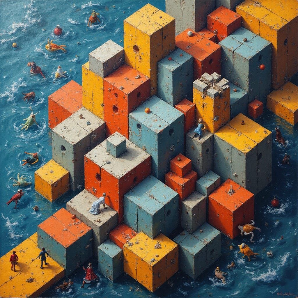 Geometric Cube Worlds in an Algorithmic Sea