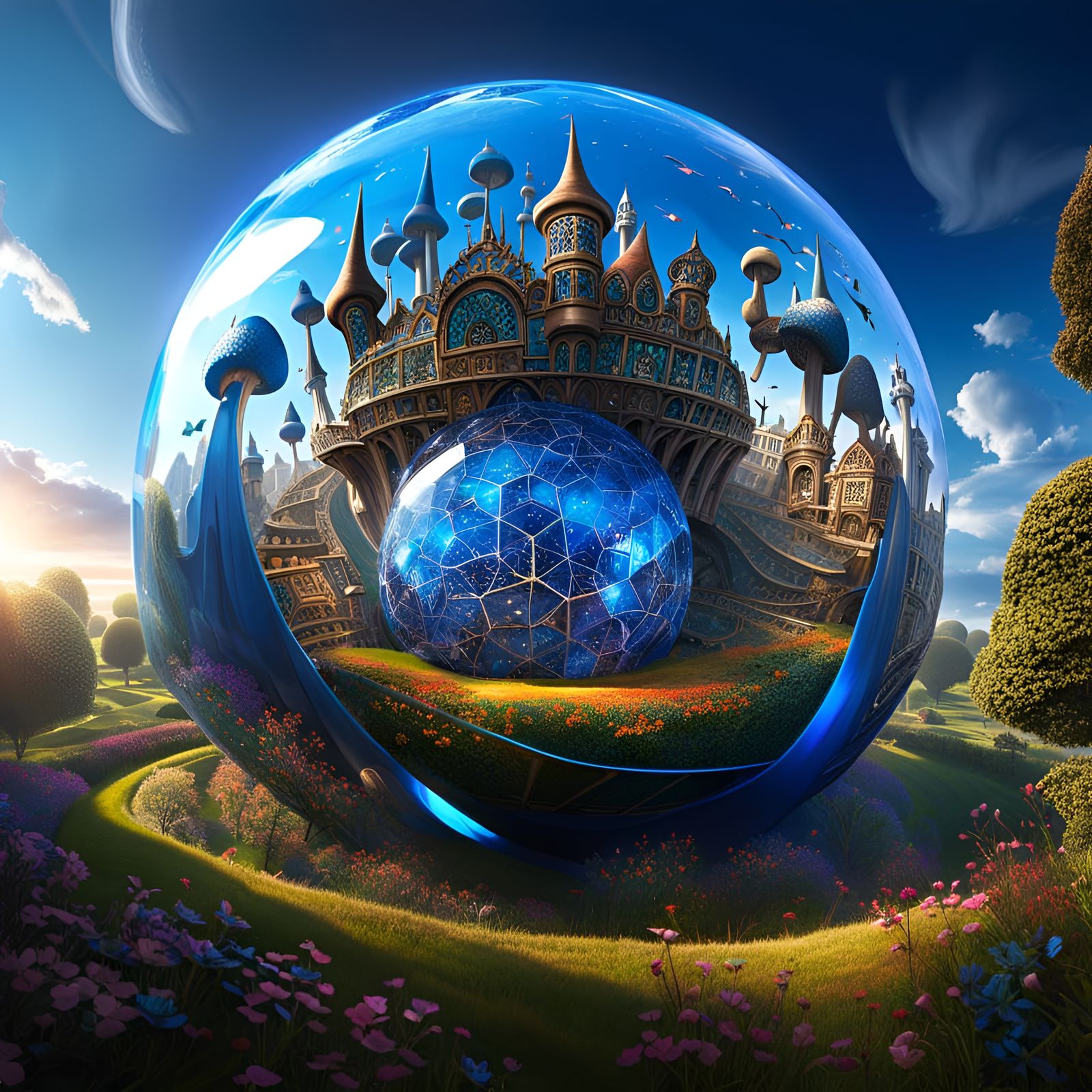 Blue Mushroom City in Fractured Dodecahedron Portal