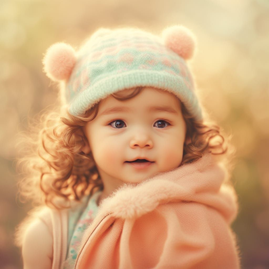 Adorable Baby Portrait in Vibrant Digital Art