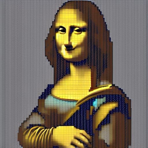 Mona Lisa in 8-bit Pixel Art Style