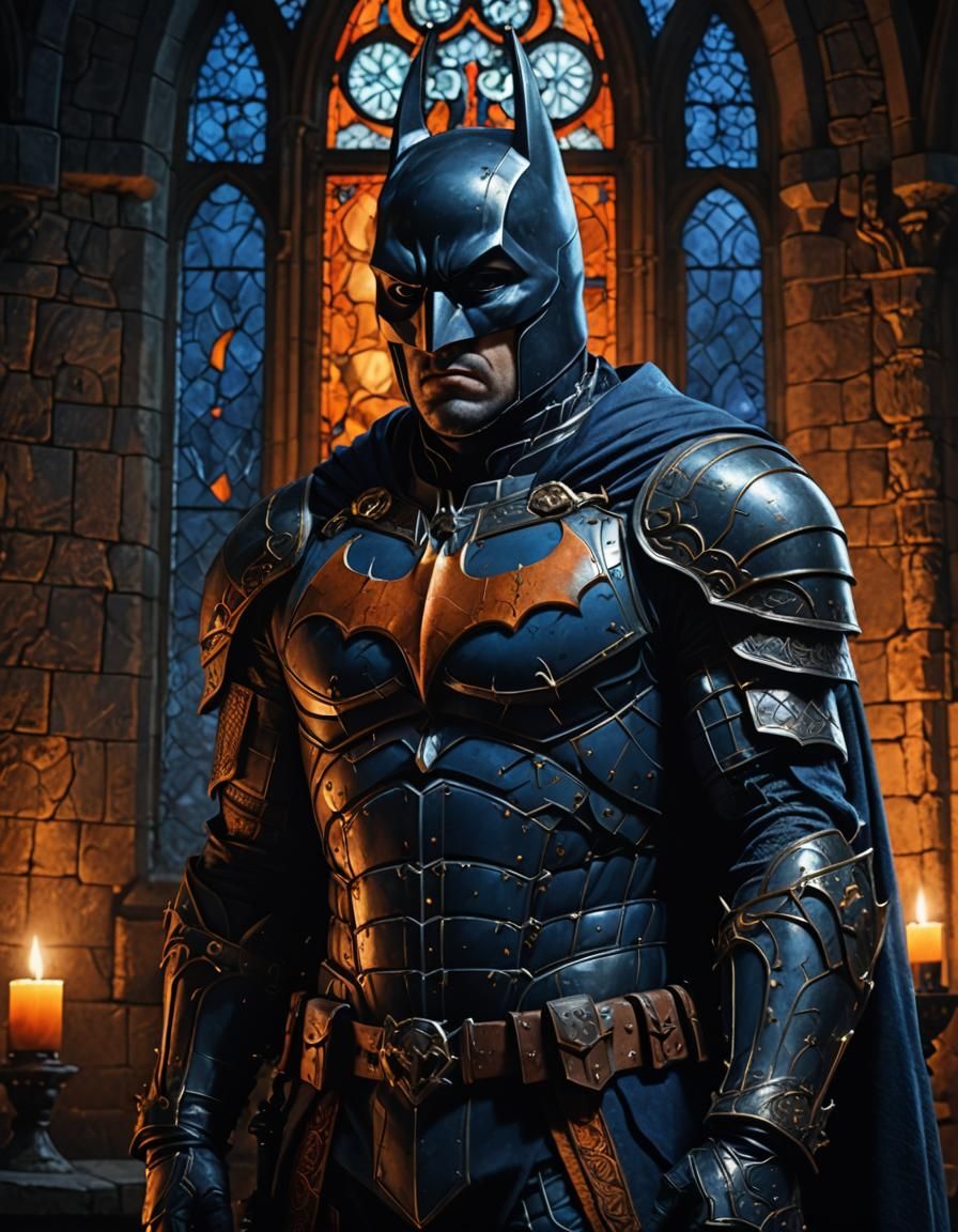 Batman as Medieval Knight in Gothic Castle