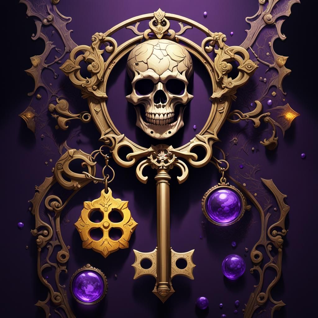 Intricate Skeleton Key: Dark Fantasy Concept Art