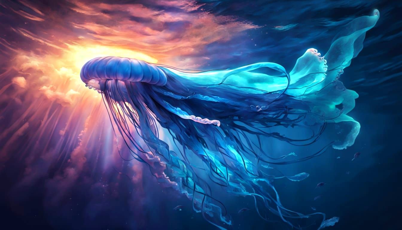Bioluminescent Jellyfish Transforms Seas in Airbrush Art