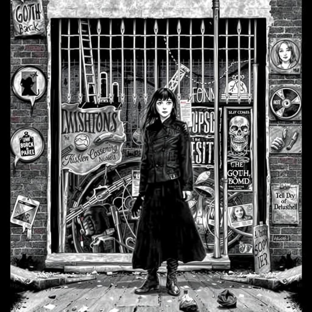 Goth Singer in Ethereal Street Art Mural