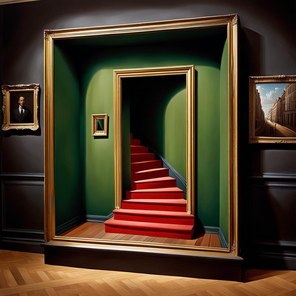 Surreal Trompe-l'oeil Illusion of Man Entering Reality