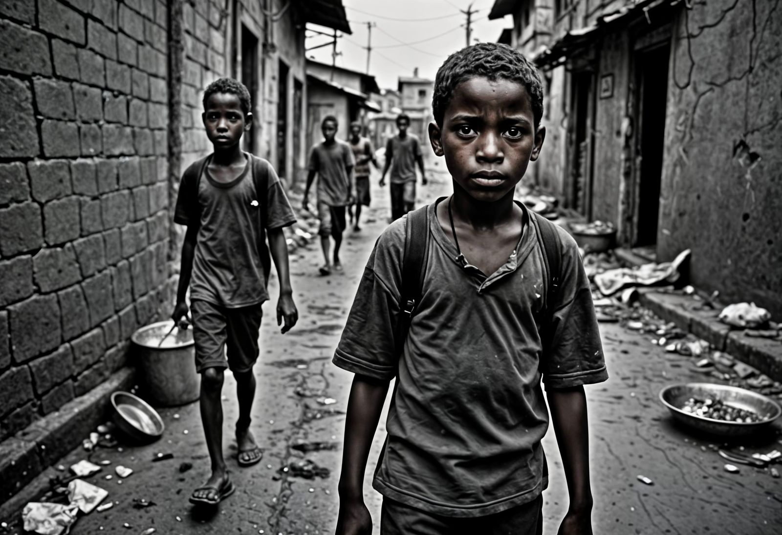 Gritty Realistic Photo of Poverty and Hardship