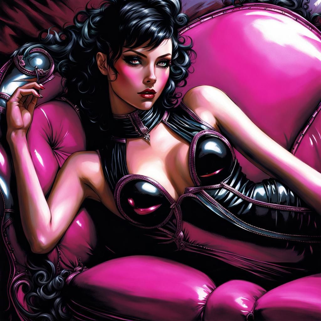 Pretty Pixie in Latex Costume, Splash Art Style