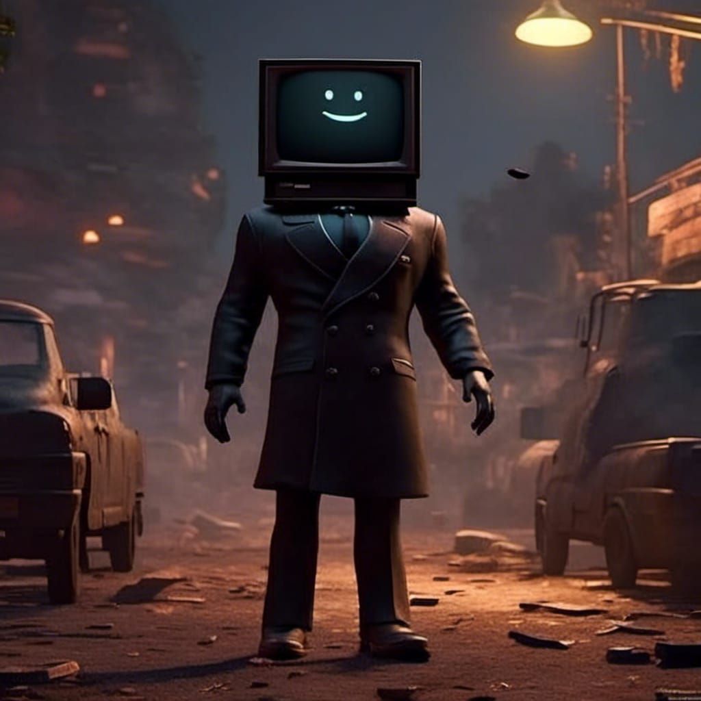 Skibidi TV Man in Dark Fantasy Style