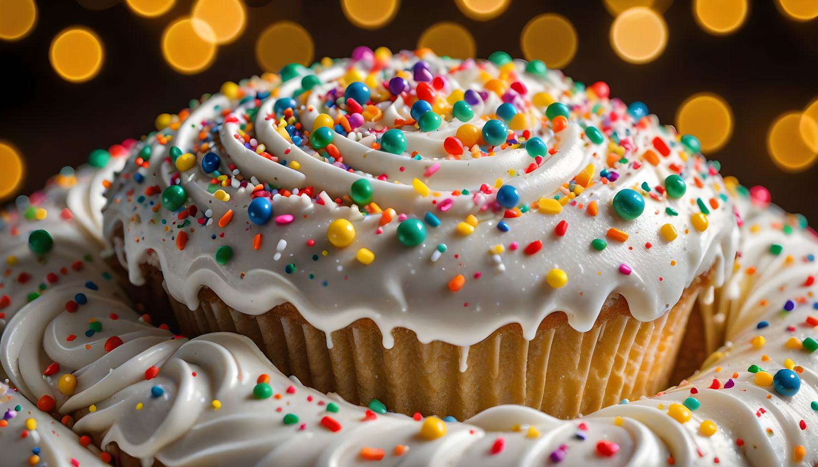 Close-Up of Frosted Swirls with Sprinkles