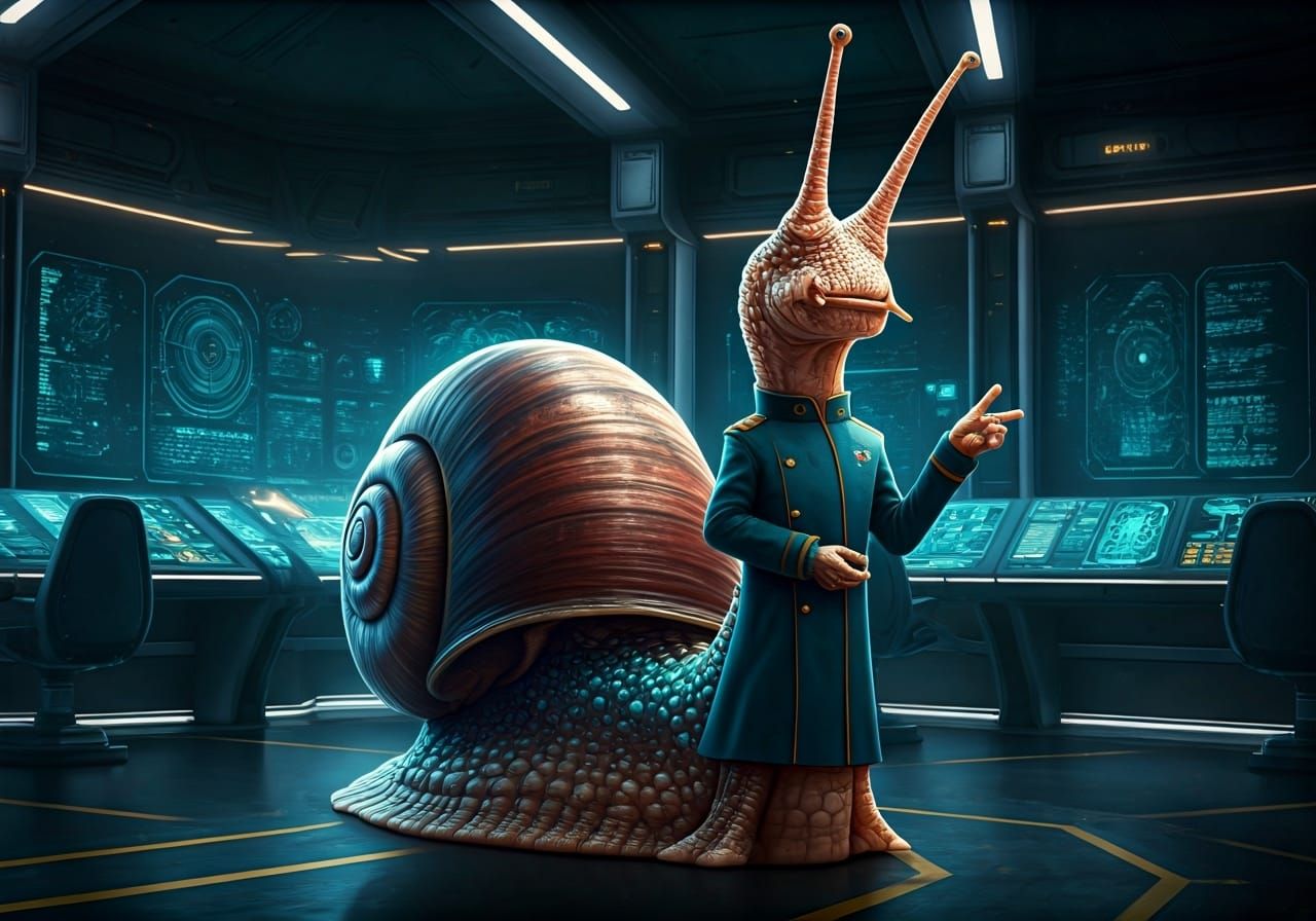 Snail Commander on Spaceship Bridge