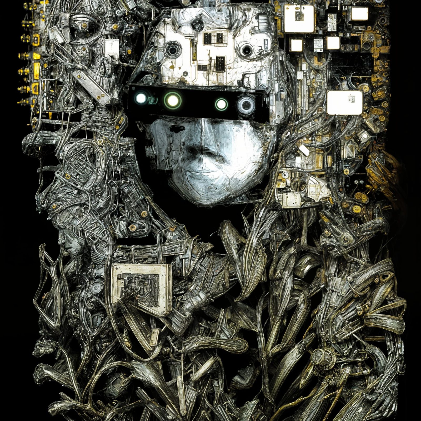 Surreal Botanical Android in Brutalist Impasto Style