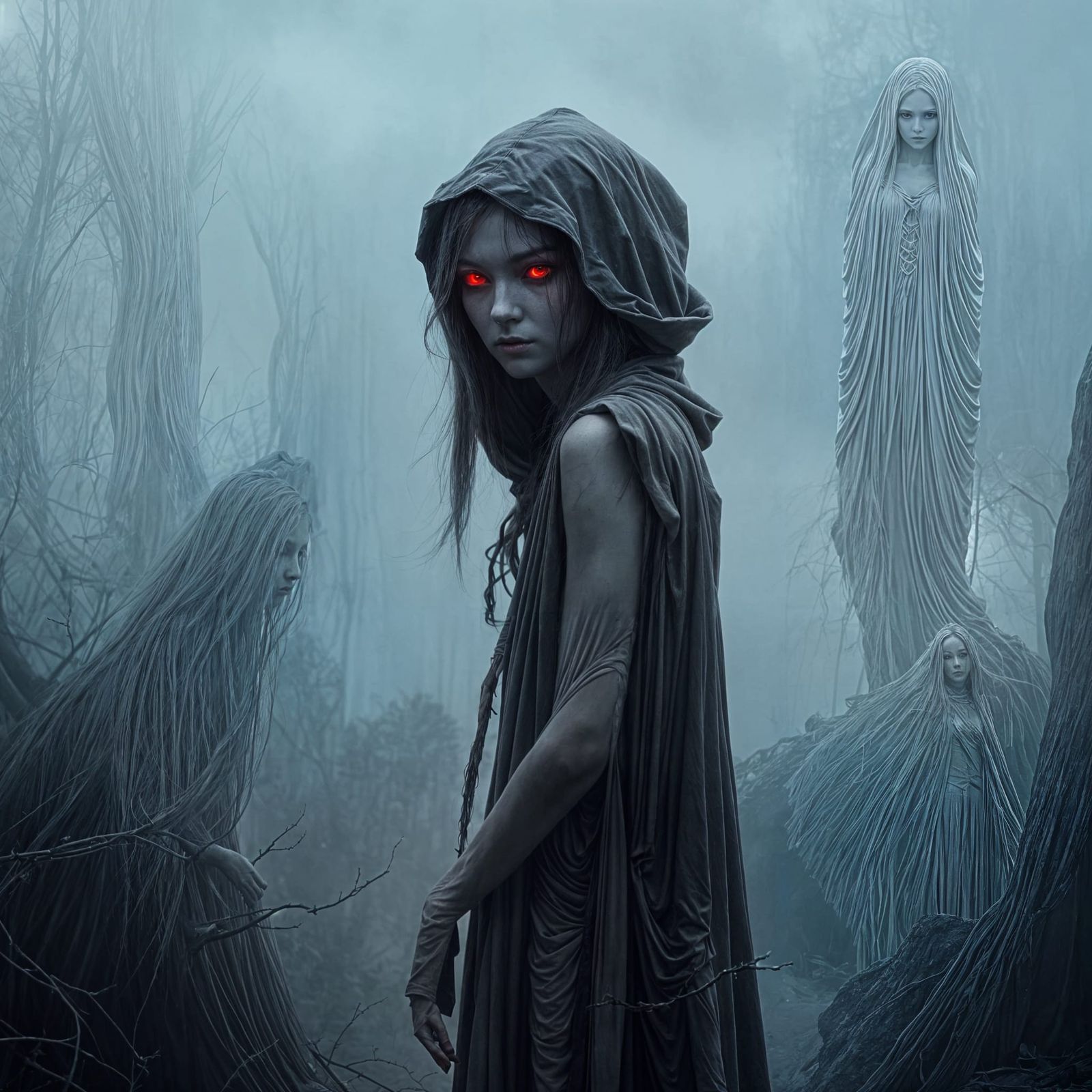 Ethereal Banshee Maiden in Grey Cloak