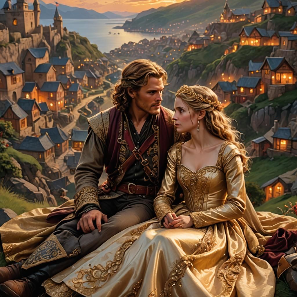 Princess Bride and Pirate Groom at Sunset