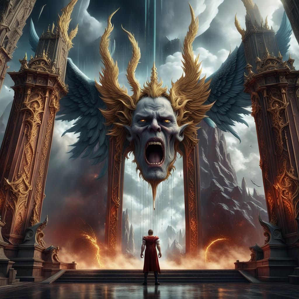 Lucifer's Lament: Heaven's Gates in Detailed Matte Painting