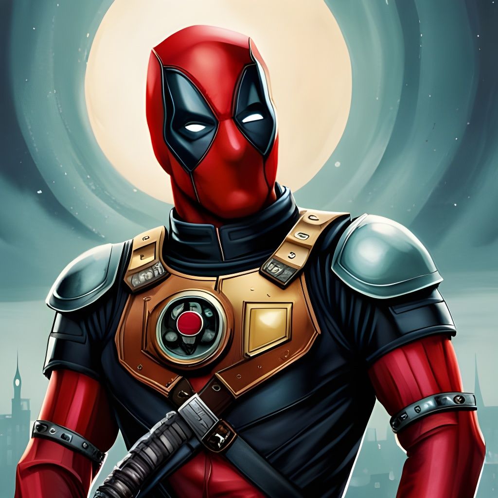 Steampunk Deadpool Portrait in Detailed Armor