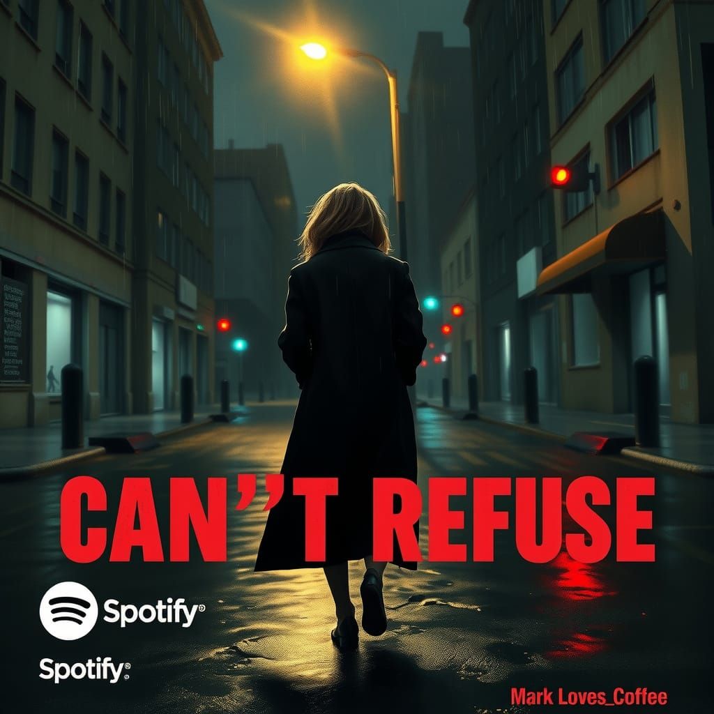 Rainy City Night: Woman in Noir Style