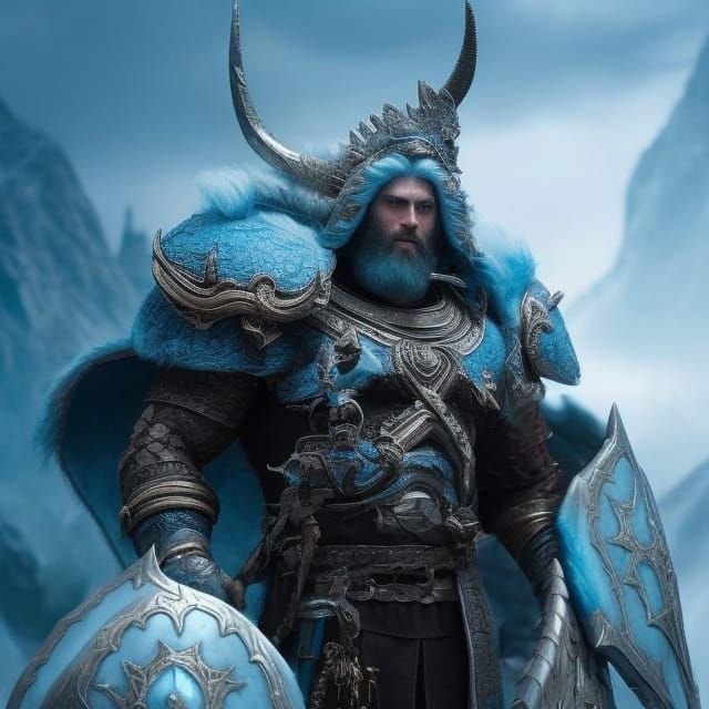 Intricate Frost Giant in Dragonplate Armor, Digital Art