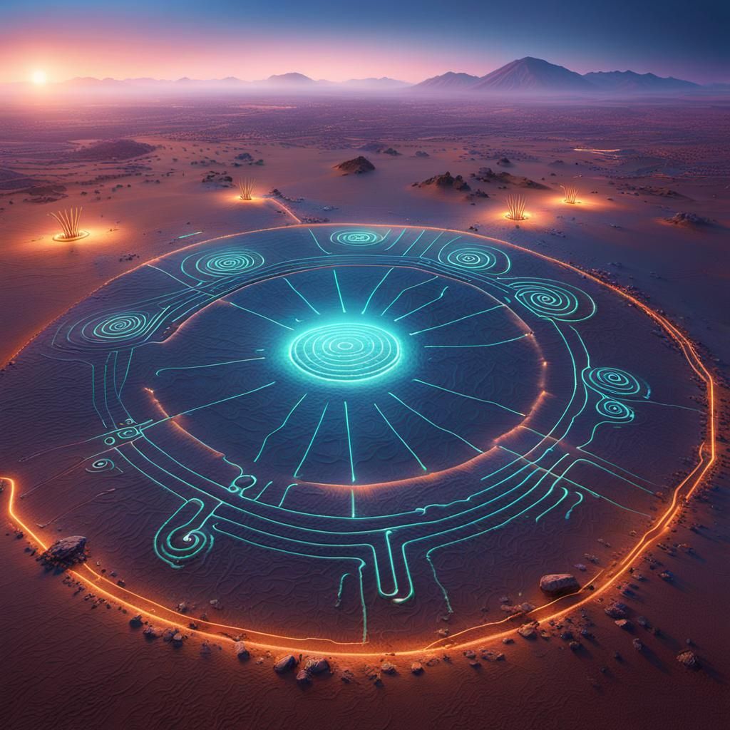 Bioluminescent Nazca Lines: Unreal Engine 5 Masterpiece