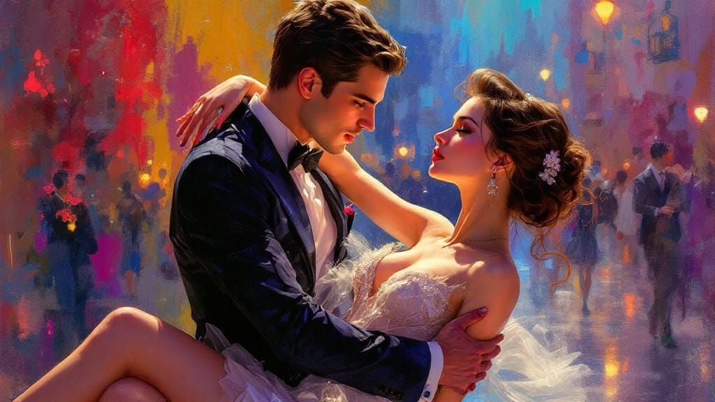 Dancers in Impasto Style with Hyperreal Colors