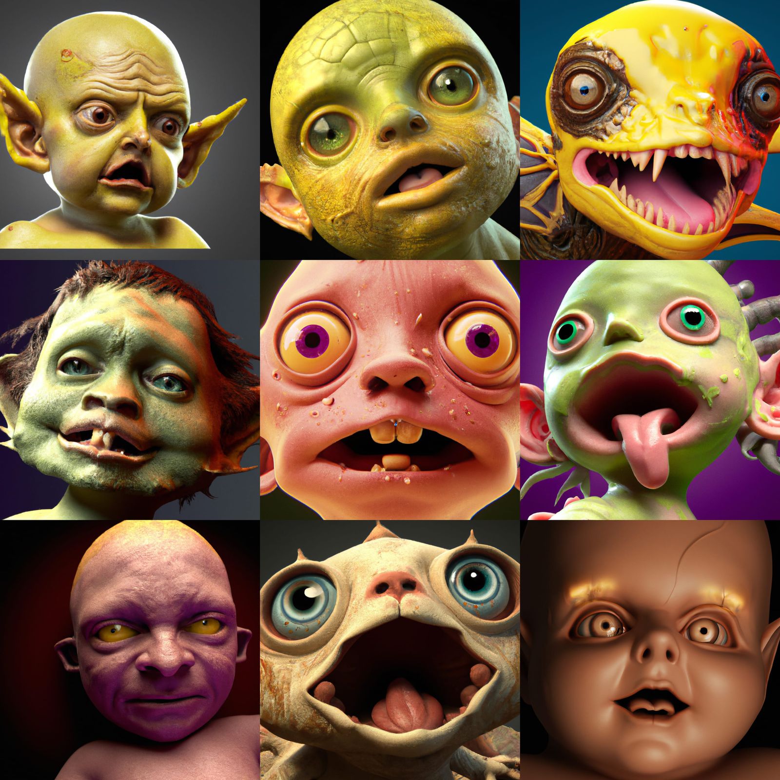 Grotesque Four-Eyed Baby: Dark Fantasy Concept Art