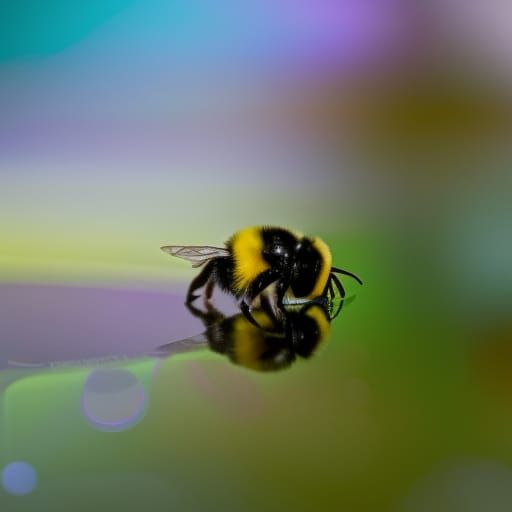 Crystal Bumblebee on Paisley Tablecloth at Sunrise