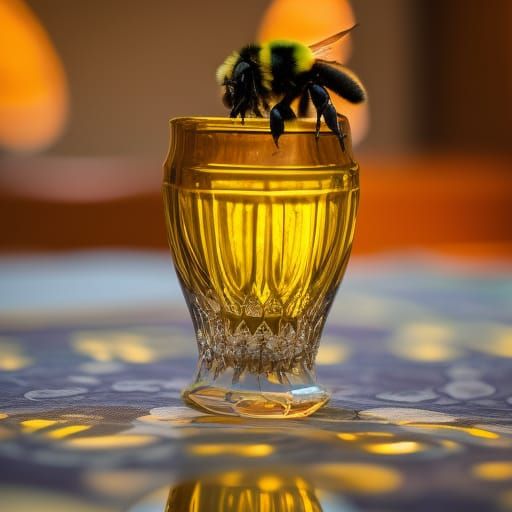 Crystal Bumble Bee on Paisley Cloth at Sunrise