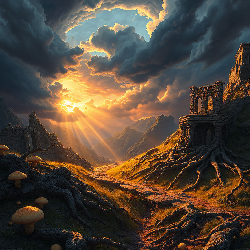Mystical Landscape After Storm in Fantasy Style
